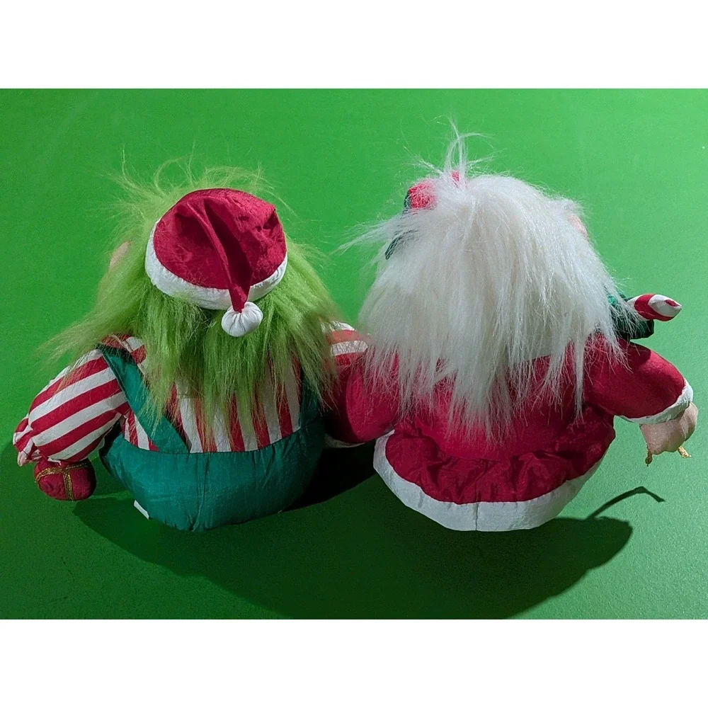 Vtg Elf Santa Troll Doll Christmas Plush Nylon International Silver 8